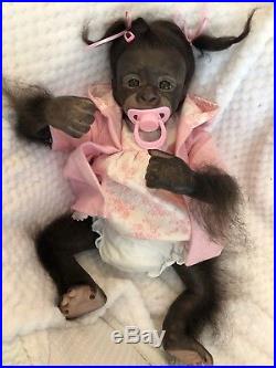 Cherish Dolls Uk Reborn Baby Kiwi Girl Boy Gorilla Monkey Lifelike Rooted Hair