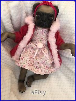 Cherish Dolls Uk Reborn Baby Pug Princess Girl Dog Nappy Lifelike Puppy Animal