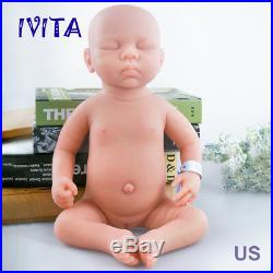 Chic IVITA 18'' Silicone Vinyl Reborn Baby Girls Doll Lifelike Eyes Closed 3.2KG