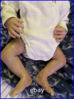 Clyde awake reborn baby doll rooted brown hair blue eyes
