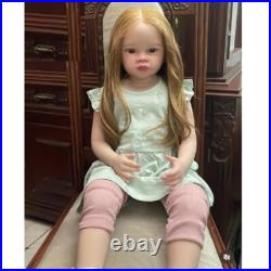 Finished 30inch Reborn Baby Doll Toddler Girl Long Hair Cloth Body Handmade Gift