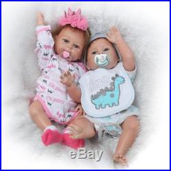 Full Body Silicone Reborn Baby Dolls Anatomically Correct Twins 20 Boy + Girl