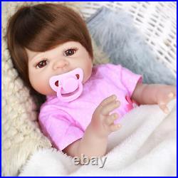 Full Body Silicone Vinyl 18 Reborn Baby Doll Handmade Newborn Girl Gifts Dolls