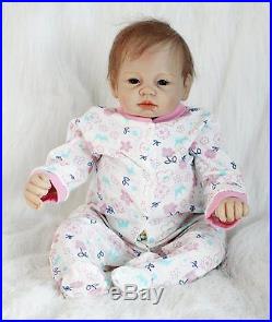 Full silicone reborn baby doll 22 lifelike soft vinyl With Clothes lifelike New