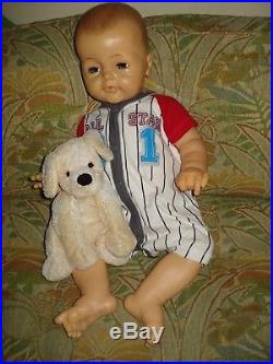 GUC 25 Adorable Vintage Vinyl BYE BYE BABY DOLL Posable Ideal Playpal + puppy