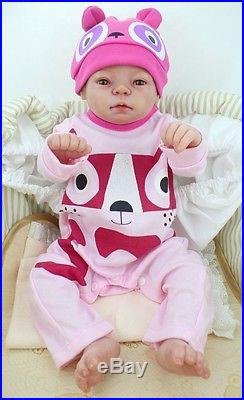 Girl Full Body Pink 22 Vinyl Silicone Reborn Baby Lovely Doll Confident Look