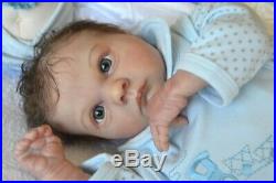 Gorgeous Reborn doll ASHER AWAKE, COA, German Glass Eyes & MR Mohair, RealBorn