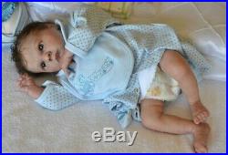 Gorgeous Reborn doll ASHER AWAKE, COA, German Glass Eyes & MR Mohair, RealBorn