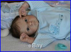 Gorgeous Reborn doll ASHER AWAKE, COA, German Glass Eyes & MR Mohair, RealBorn