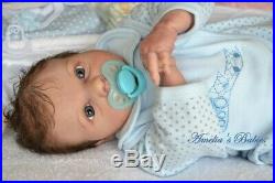 Gorgeous Reborn doll ASHER AWAKE, COA, German Glass Eyes & MR Mohair, RealBorn