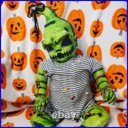 Green Vinyl Baby Doll Black Eyes Halloween Gothic & Horror Oogie Boogie Bugs