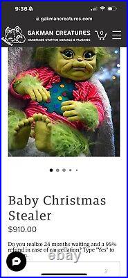 Grinch Doll Baby Handmade By Gakman Creatures