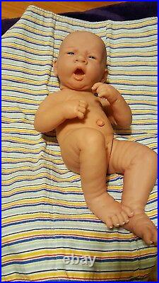 HANDSOME BABY BOY FIRST YAWN REBORN BOY DOLL 14 Preemie boy W PACI BOTTLE NEW