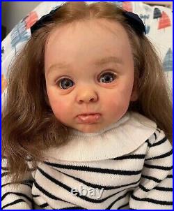 Hand Made, Reborn Baby Doll, Adelaide With Long Hand-Rooted Hair, Lifelike