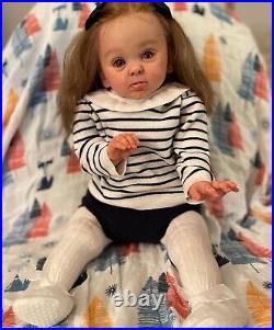 Hand Made, Reborn Baby Doll, Adelaide With Long Hand-Rooted Hair, Lifelike