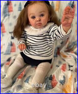 Hand Made, Reborn Baby Doll, Adelaide With Long Hand-Rooted Hair, Lifelike