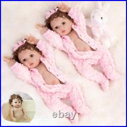 Handmade Baby Twins Realistic Reborn Dolls Twin Girls Full Body Silicone Vinyl