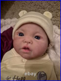 Handmade&Handpainted Reborn girl Doll Curly Brown Hair Soft Body with Accessorys