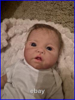 Handmade&Handpainted Reborn girl Doll Curly Brown Hair Soft Body with Accessorys