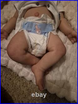 Handmade&Handpainted Reborn girl Doll Curly Brown Hair Soft Body with Accessorys