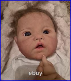 Handmade&Handpainted Reborn girl Doll Curly Brown Hair Soft Body with Accessorys