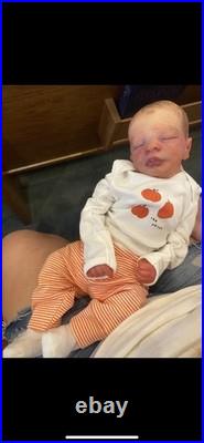 Hyper realistic reborn baby leif with painted brown hair