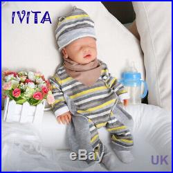 IVITA 18'' Eyes-closed Baby Doll Boy Full Body Soft Silicone Lifelike Reborn