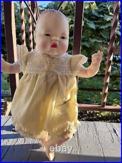 Ideal Thumbelina 18' Soft Body Doll Molded Hair Yellow Jumpsuit 80's CBS Corp