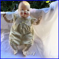 Ideal Thumbelina 18' Soft Body Doll Molded Hair Yellow Jumpsuit 80's CBS Corp