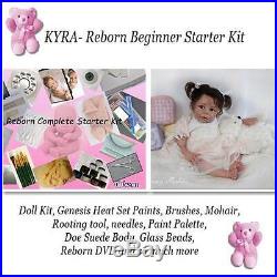 KYRA Reborn baby doll kit to make, Paints, kit, eyes, body, tools, to complete