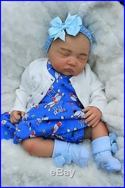 Large 22 Newborn Reborn Doll Baby Girl Rockabilly Baby Painted Hair
