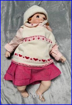 Lifelike Baby Doll Realistic Vinyl Pink Skirt Heart Sweater Hat Collectible