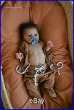 Lifelike Ethnic biracial Reborn baby art doll by Prototype artist Anna Sheva