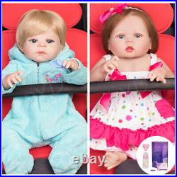 Lifelike Full Body Silicone Vinyl Reborn Dolls Twins Toddler Boy&Girl Kids Gifts