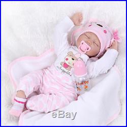 Lifelike Handmade Sleeping Baby Reborn Girl Doll 22 Silicone Vinyl & Pacifier