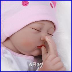 Lifelike Handmade Sleeping Baby Reborn Girl Doll 22 Silicone Vinyl & Pacifier
