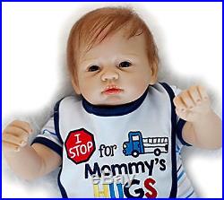 Lifelike Newborn Boy Awake Dolls Silicone Reborn Babies in Blue Eyes, 22-Inch