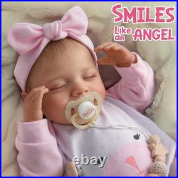 Lifelike Reborn-Baby Dolls 20Inch Sweet Smile Realistic Newborn Full Silicone