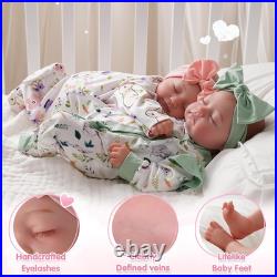 Lifelike Reborn Baby Dolls Twins, 20 Inch Realistic Newborn Boy Girl Soft Vinyl