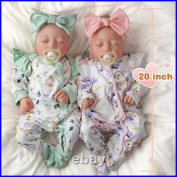 Lifelike Reborn Baby Dolls Twins, 20 Inch Realistic Newborn Boy Girl Soft Vinyl