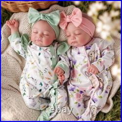 Lifelike Reborn Baby Dolls Twins, 20 Inch Realistic Newborn Boy Girl Soft Vinyl