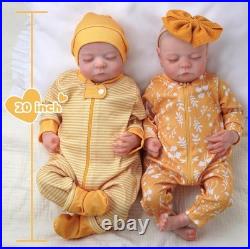 Lifelike Reborn Baby Dolls Twins, 20 inch Realistic Newborn Real Life Baby Boy G