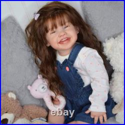 Lovely 28 Handmade Reborn Baby Doll Painted Toddler Girl Rooted Hair Cloth Body