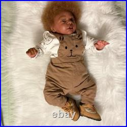 Medium Dark Baby Doll Curly Brown Hair Bear Overalls Brown Shoes