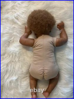 Medium Dark Baby Doll Curly Brown Hair Bear Overalls Brown Shoes Jamar