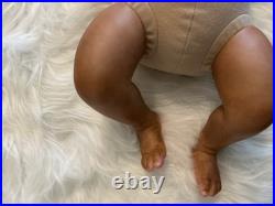 Medium Dark Baby Doll Curly Brown Hair Bear Overalls Brown Shoes Jamar