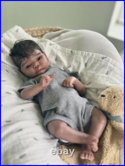 Mick Awake By Adrie Stoete Reborn Doll With COA aa Biracial Baby Doll Curly Hair