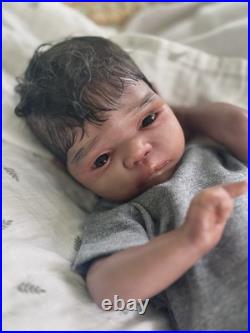 Mick Awake By Adrie Stoete Reborn Doll With COA aa Biracial Baby Doll Curly Hair