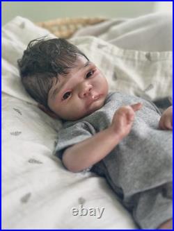 Mick Awake By Adrie Stoete Reborn Doll With COA aa Biracial Baby Doll Curly Hair