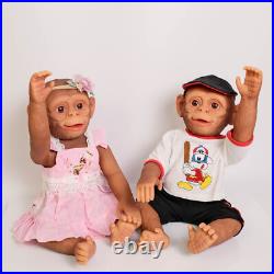 Monkey Twins Reborn Baby Dolls 22in Realistic Newborn Dolls Full Silicone Vinyl